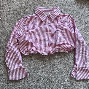 BUCKETLIST Pink and White Striped Shirt